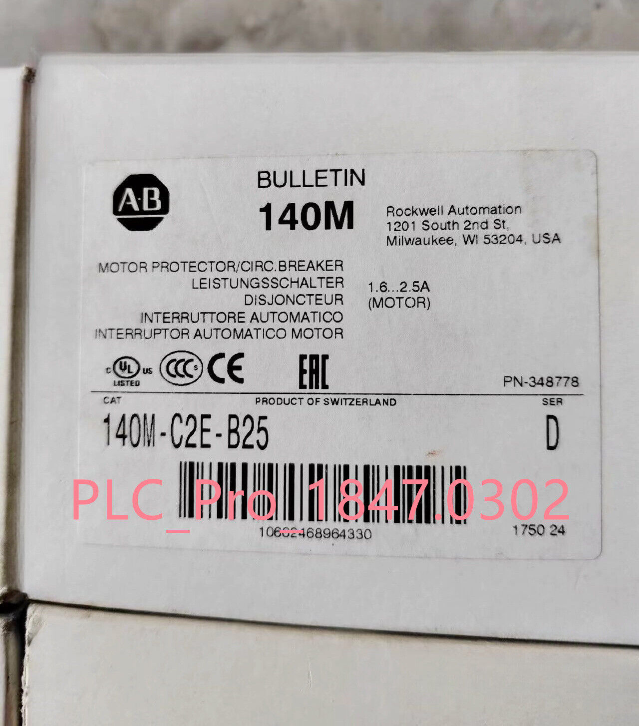 140MC2EB25 Allen-Bradley 140M-C2E-B25 1.6-2.5A Providers