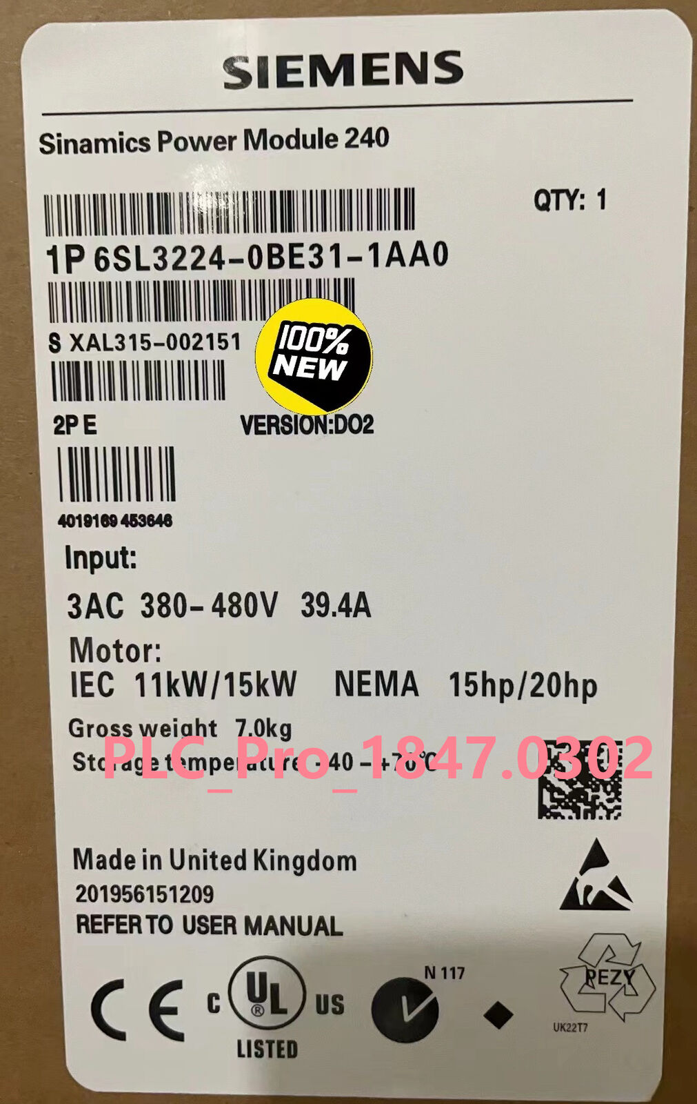 6SL3224-0BE31-1AA0 Siemens 6SL3 224-0BE31-1AA0 Vendor Supply B2B B2C